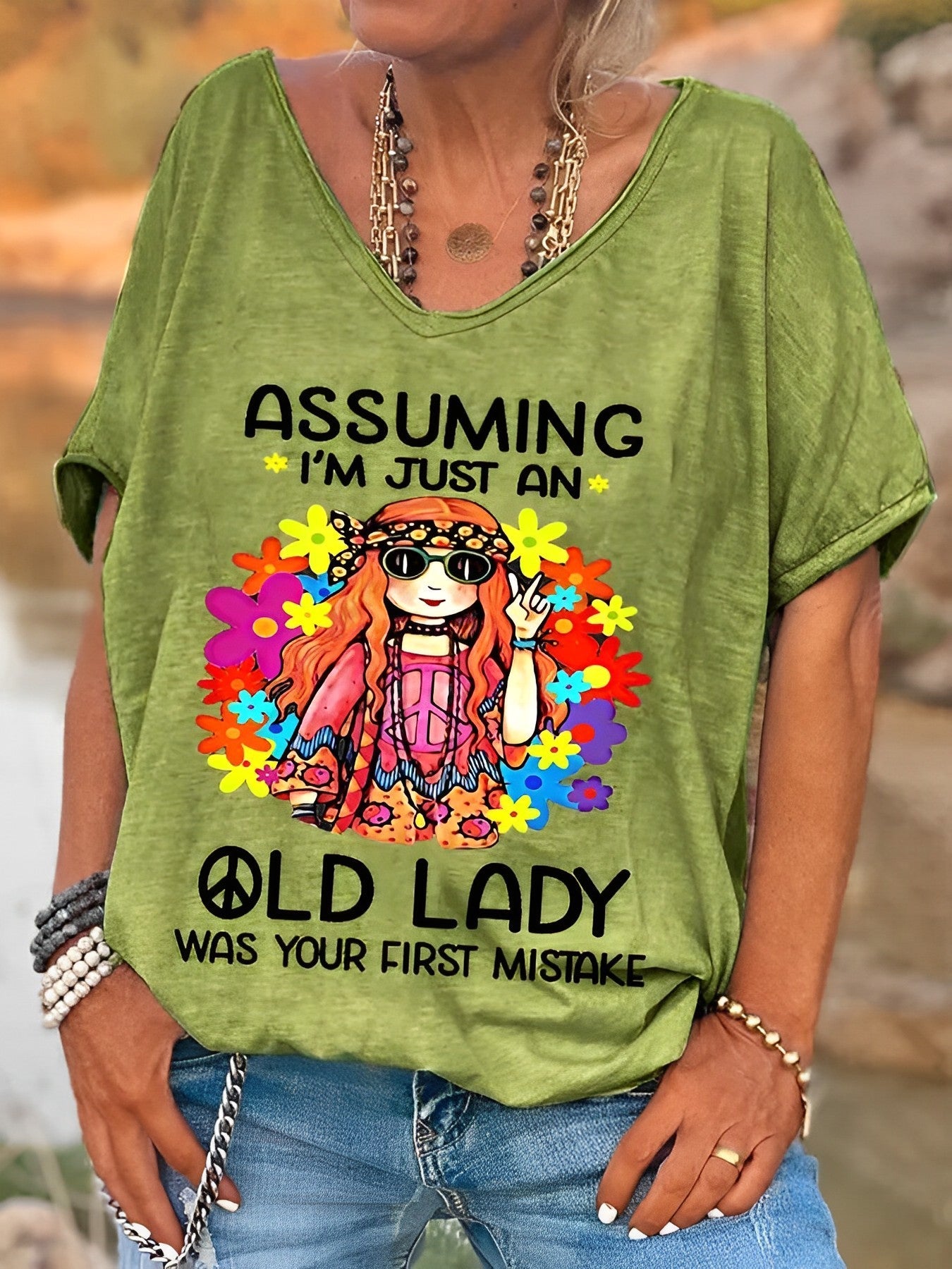 Sjov Hippie T-shirt til kvinder –