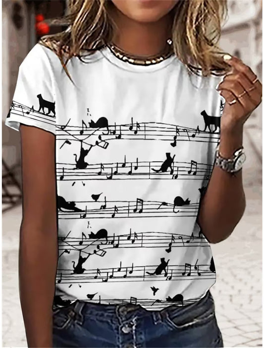 T-shirt til kvinder Hvid musik