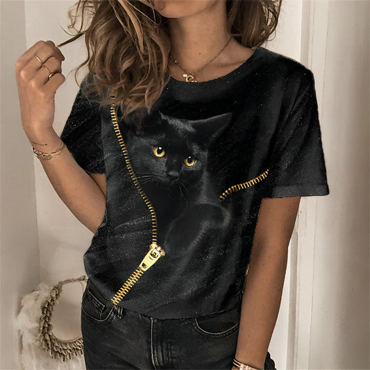 T-shirt med katteprint