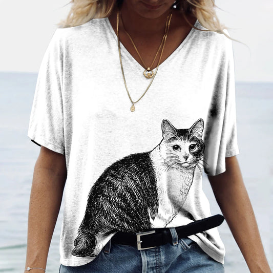 Anime musikalsk kat T-shirt til kvinder