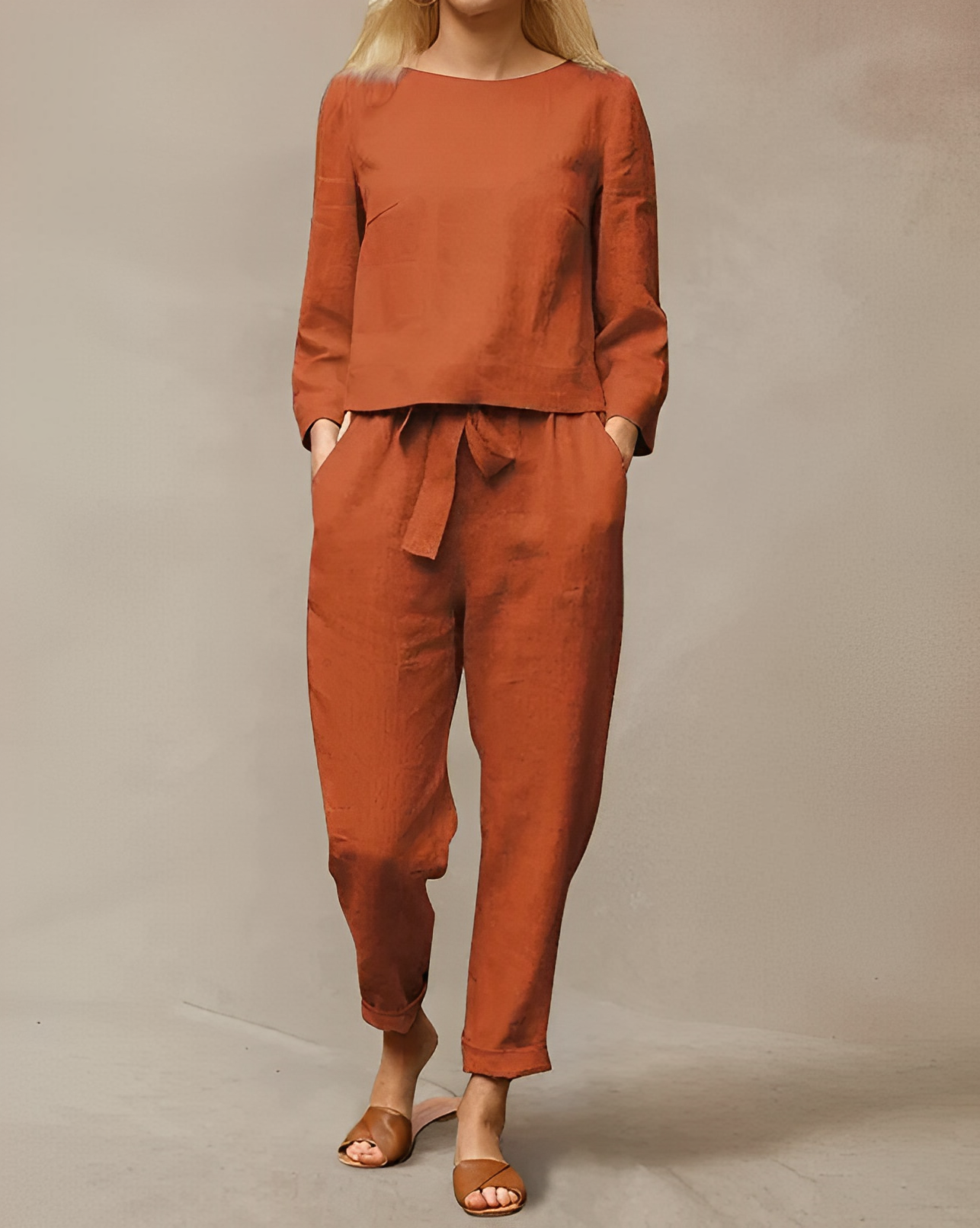 udsende Nominering møde To stykke tøj linned ensfarvet langærmet toppe med lange ærmer komfort –  Ejvind-Kobenhavn