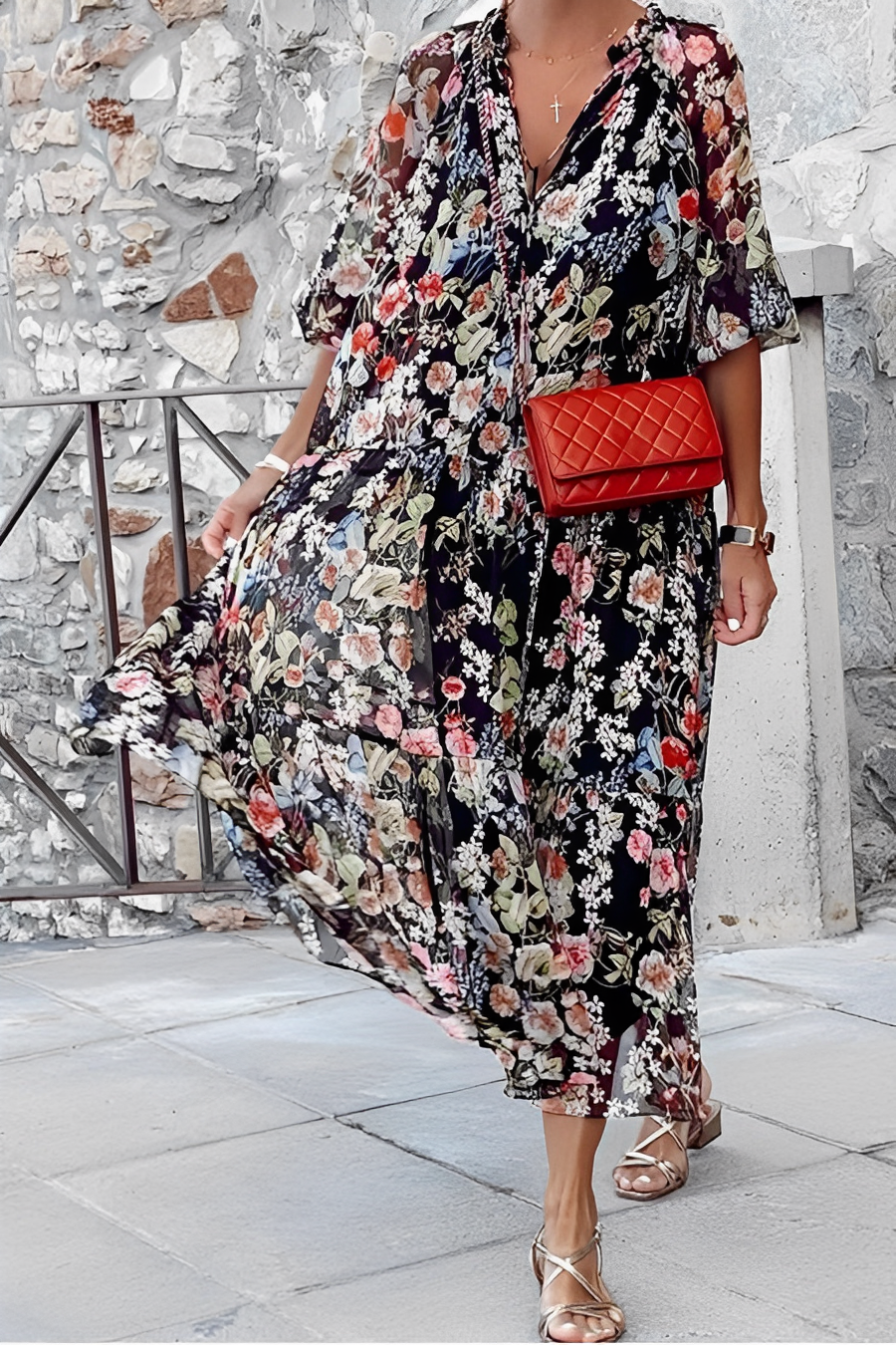 - Ibiza Fashion kvinders kjole med med blomsterpri –