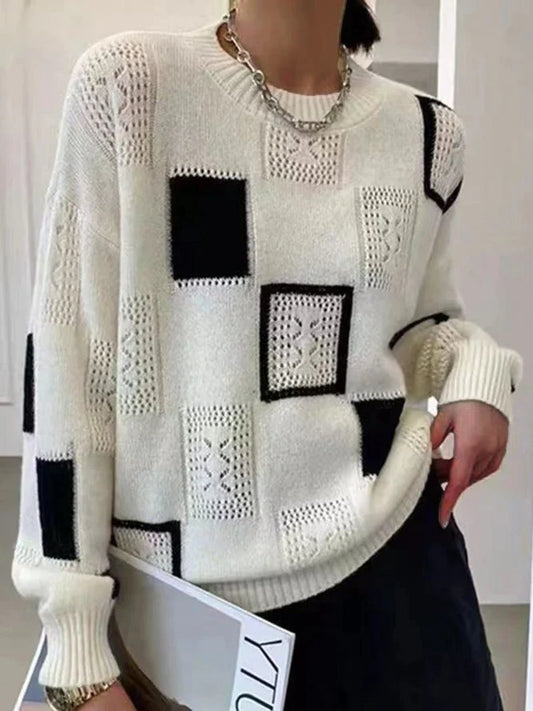 Stilfuld sweater med print og rund hals