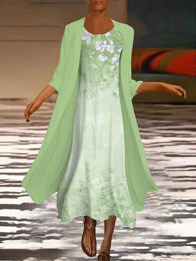 Kvinder kjole sæt todelte kjole Midi kjole grøn blå lyserø Ejvind-Kobenhavn